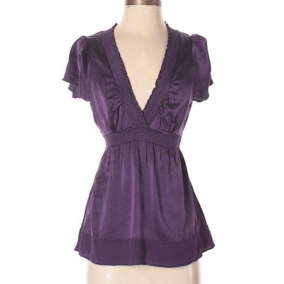 BCBGMaxAzria Tops - BCBGMAXAZRIA XXS purple amethyst silk top tunic